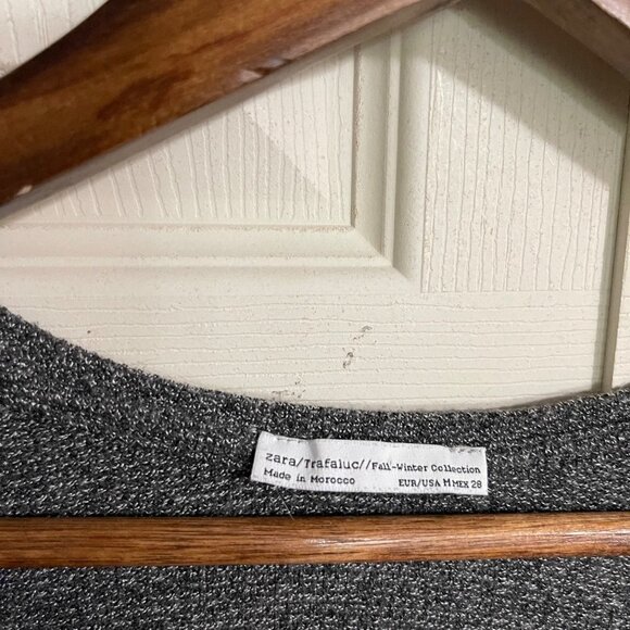 Zara Trafaluc Womens Gray Vneck Side Slits Long Sleeve Tunic Sweater Medium - Picture 2 of 6